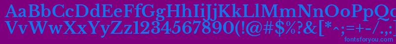 LibrebaskervilleBold-Schriftart – Blaue Schriften auf violettem Hintergrund