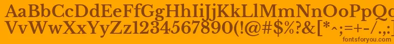 LibrebaskervilleBold-fontti – ruskeat fontit oranssilla taustalla