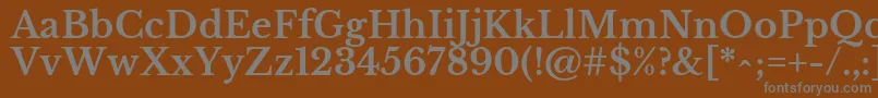 LibrebaskervilleBold-fontti – harmaat kirjasimet ruskealla taustalla