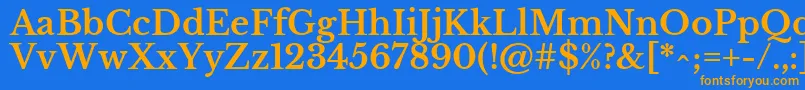 フォントLibrebaskervilleBold – オレンジ色の文字が青い背景にあります。