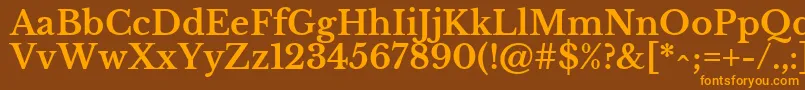 LibrebaskervilleBold-Schriftart – Orangefarbene Schriften auf braunem Hintergrund