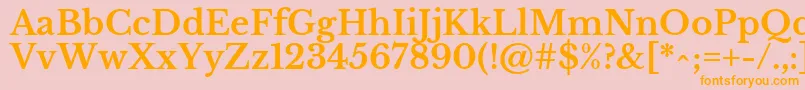 LibrebaskervilleBold-fontti – oranssit fontit vaaleanpunaisella taustalla