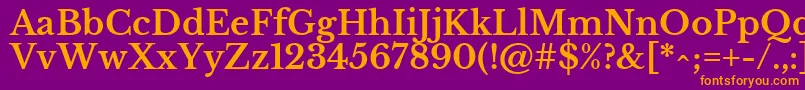 LibrebaskervilleBold-fontti – oranssit fontit violetilla taustalla