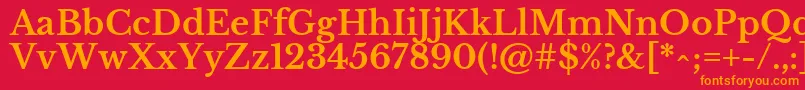 LibrebaskervilleBold-fontti – oranssit fontit punaisella taustalla