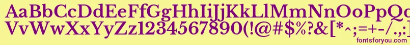 LibrebaskervilleBold-Schriftart – Violette Schriften auf gelbem Hintergrund