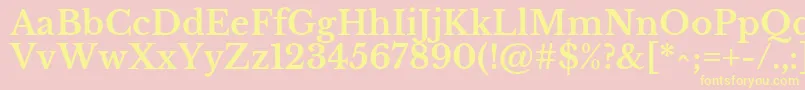 LibrebaskervilleBold-fontti – keltaiset fontit vaaleanpunaisella taustalla