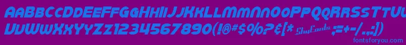 Шрифт SfJuggernautCondensedItalic – синие шрифты на фиолетовом фоне