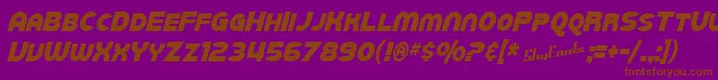 フォントSfJuggernautCondensedItalic – 紫色の背景に茶色のフォント