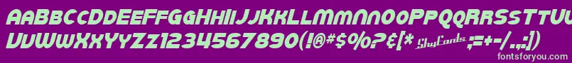 SfJuggernautCondensedItalic-fontti – vihreät fontit violetilla taustalla