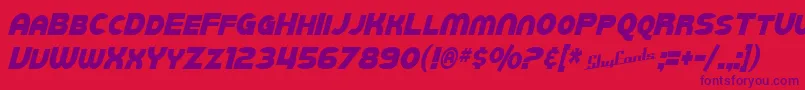Fonte SfJuggernautCondensedItalic – fontes roxas em um fundo vermelho
