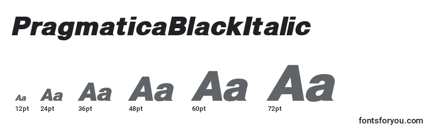 Größen der Schriftart PragmaticaBlackItalic