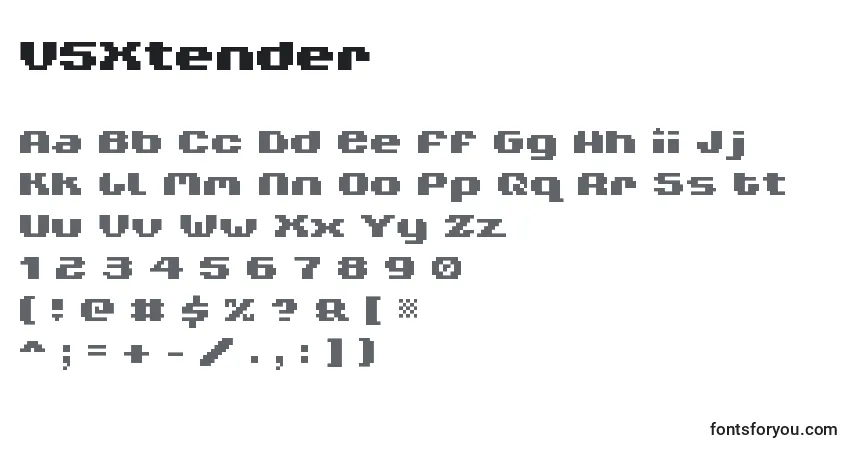 A fonte V5Xtender – alfabeto, números, caracteres especiais
