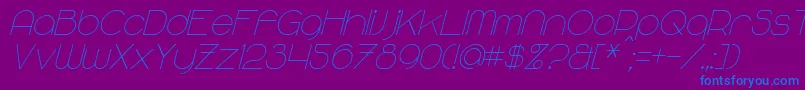 Czcionka MajoramSansItalic – niebieskie czcionki na fioletowym tle