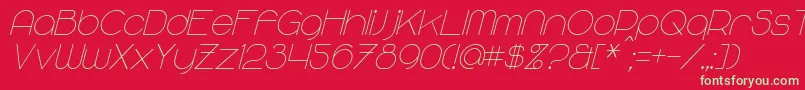 フォントMajoramSansItalic – 赤い背景に緑の文字