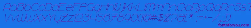 MajoramSansItalic-Schriftart – Violette Schriften auf blauem Hintergrund