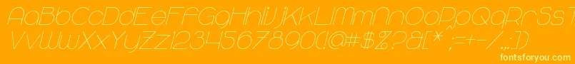 MajoramSansItalic-fontti – keltaiset fontit oranssilla taustalla