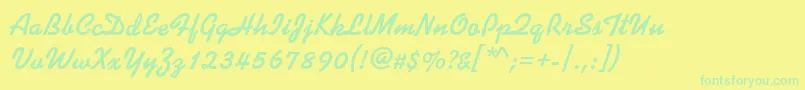 KaleidoscopeRegular-fontti – vihreät fontit keltaisella taustalla