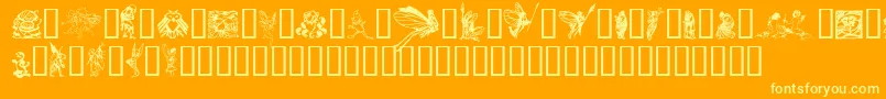 フォントFaerieTM – オレンジの背景に黄色の文字