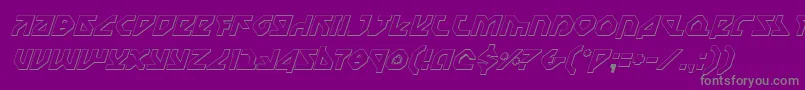 Nostromo3DItalic-Schriftart – Graue Schriften auf violettem Hintergrund