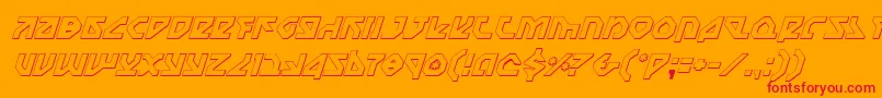 Nostromo3DItalic-Schriftart – Rote Schriften auf orangefarbenem Hintergrund