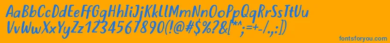 JustTellMeWhatRegularItalicVersion2 Font – Blue Fonts on Orange Background