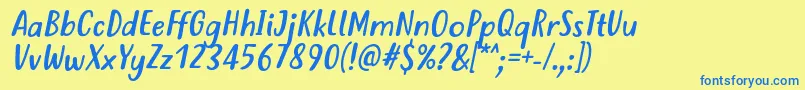 JustTellMeWhatRegularItalicVersion2 Font – Blue Fonts on Yellow Background