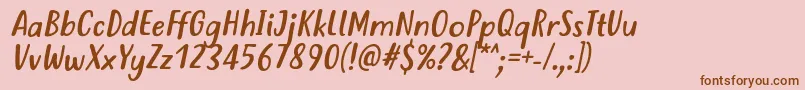 Fonte JustTellMeWhatRegularItalicVersion2 – fontes marrons em um fundo rosa