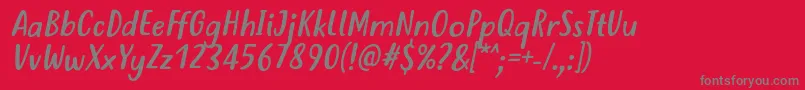 JustTellMeWhatRegularItalicVersion2 Font – Gray Fonts on Red Background