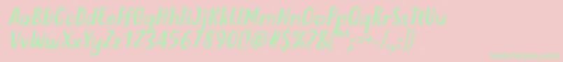フォントJustTellMeWhatRegularItalicVersion2 – ピンクの背景に緑の文字