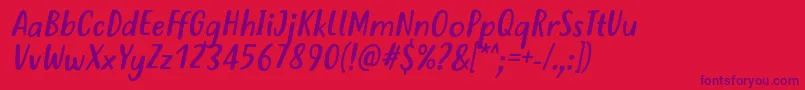 JustTellMeWhatRegularItalicVersion2 Font – Purple Fonts on Red Background