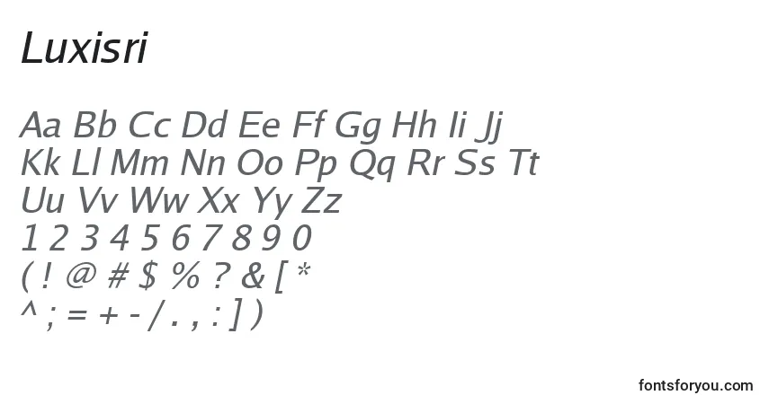 Luxisri-fontti – aakkoset, numerot, erikoismerkit