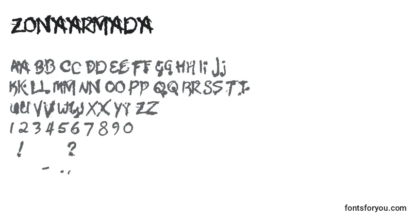 Zonaarmada Font – alphabet, numbers, special characters