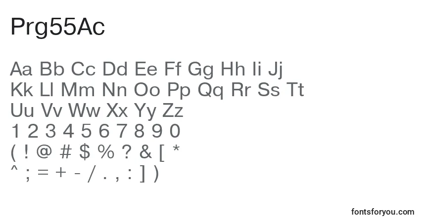 Шрифт Prg55Ac – алфавит, цифры, специальные символы