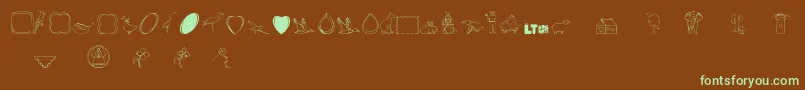 Calikatspathdrawslt-fontti – vihreät fontit ruskealla taustalla