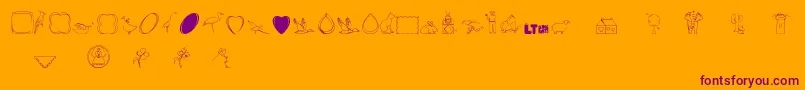 Calikatspathdrawslt-fontti – violetit fontit oranssilla taustalla