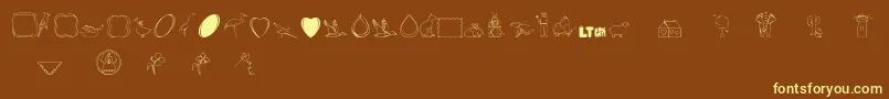Calikatspathdrawslt-fontti – keltaiset fontit ruskealla taustalla