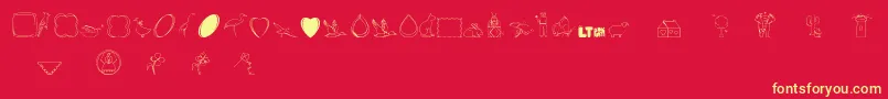 Calikatspathdrawslt Font – Yellow Fonts on Red Background