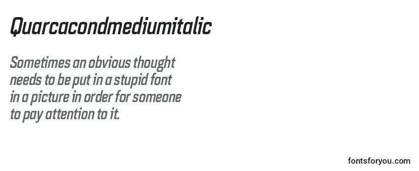 Review of the Quarcacondmediumitalic Font