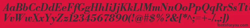 LibrebodoniBolditalic-Schriftart – Schwarze Schriften auf rotem Hintergrund