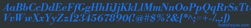 LibrebodoniBolditalic Font – Blue Fonts on Black Background