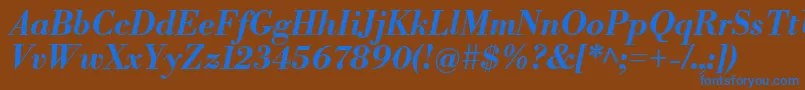 LibrebodoniBolditalic Font – Blue Fonts on Brown Background