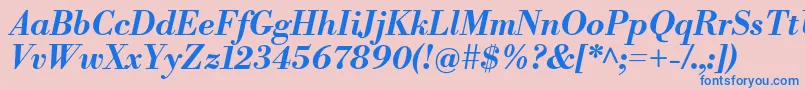 LibrebodoniBolditalic-Schriftart – Blaue Schriften auf rosa Hintergrund