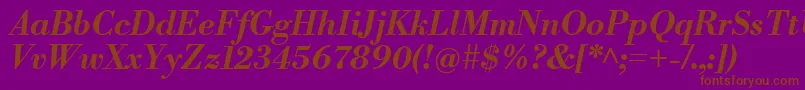 Police LibrebodoniBolditalic – polices brunes sur fond violet