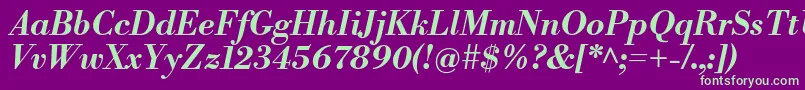LibrebodoniBolditalic Font – Green Fonts on Purple Background