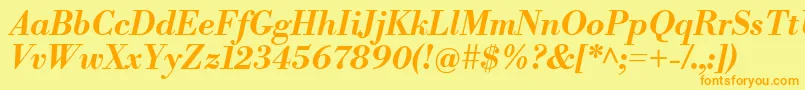 LibrebodoniBolditalic Font – Orange Fonts on Yellow Background