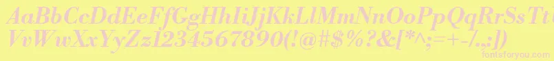 LibrebodoniBolditalic Font – Pink Fonts on Yellow Background