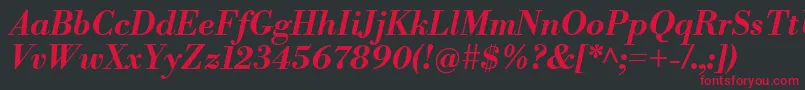 LibrebodoniBolditalic Font – Red Fonts on Black Background