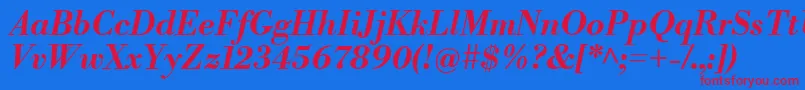 LibrebodoniBolditalic Font – Red Fonts on Blue Background