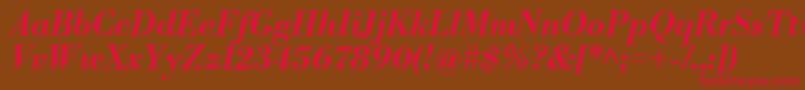 LibrebodoniBolditalic Font – Red Fonts on Brown Background