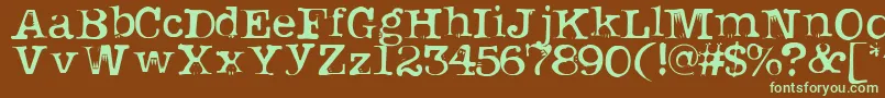 Uknowjack-fontti – vihreät fontit ruskealla taustalla